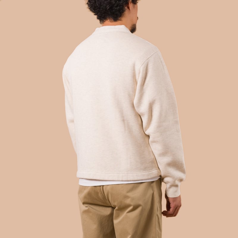 Sweat V Cardigan Raised Back Oatmeal