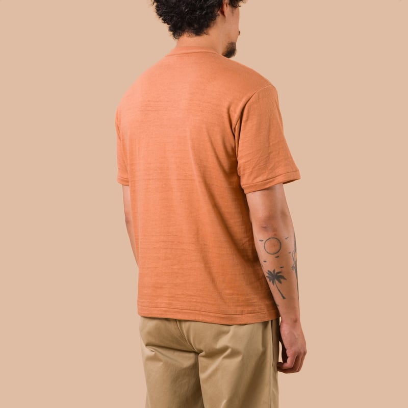 image worn back flaneurs WAREHOUSE & CO.  Lot. 4601 Pocket T-Shirt Dark Salmon