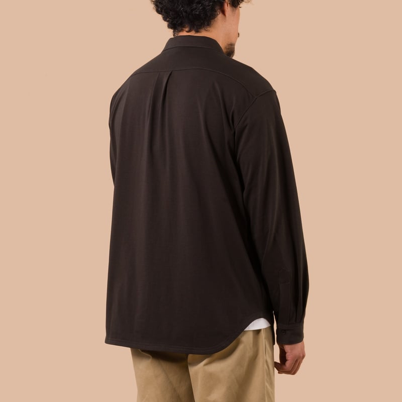 flaneurs JACKMAN Grace Lead-Off LS Shirt Ink Black worn back