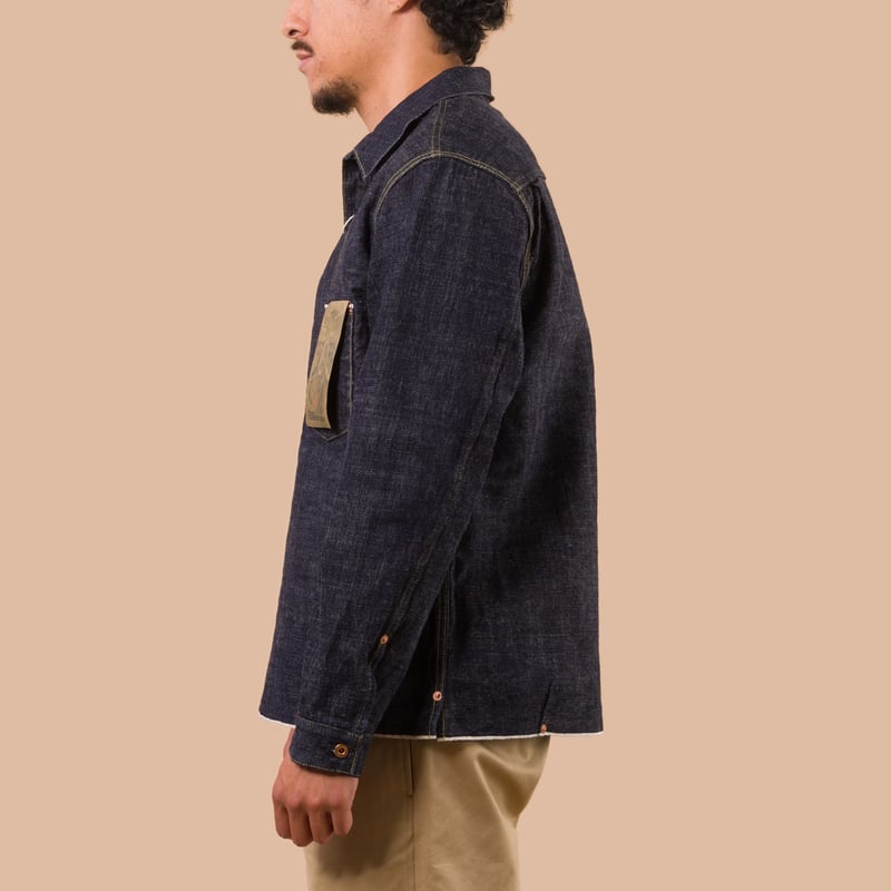 Flaneurs F2384 G3 Denim Pull Over Jacket worn side