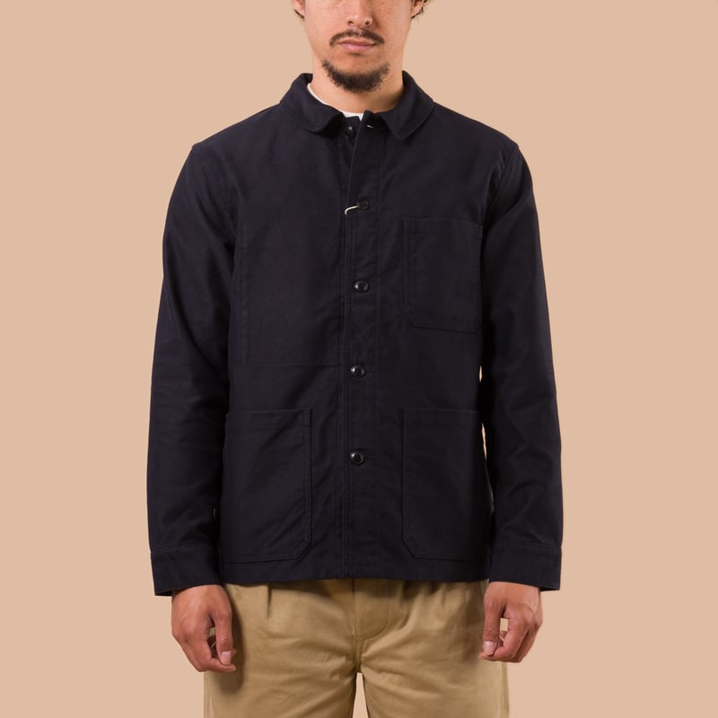 Flaneurs FOB Factory F2361 French Moleskin Jacket Navy worn front