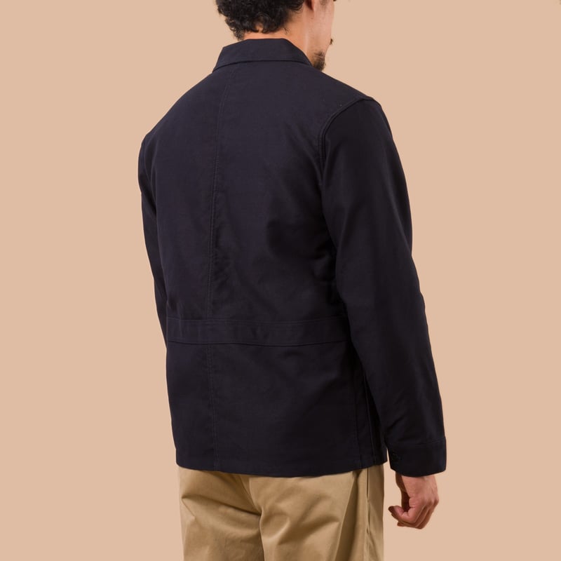 Flaneurs FOB Factory F2361 French Moleskin Jacket Navy worn back
