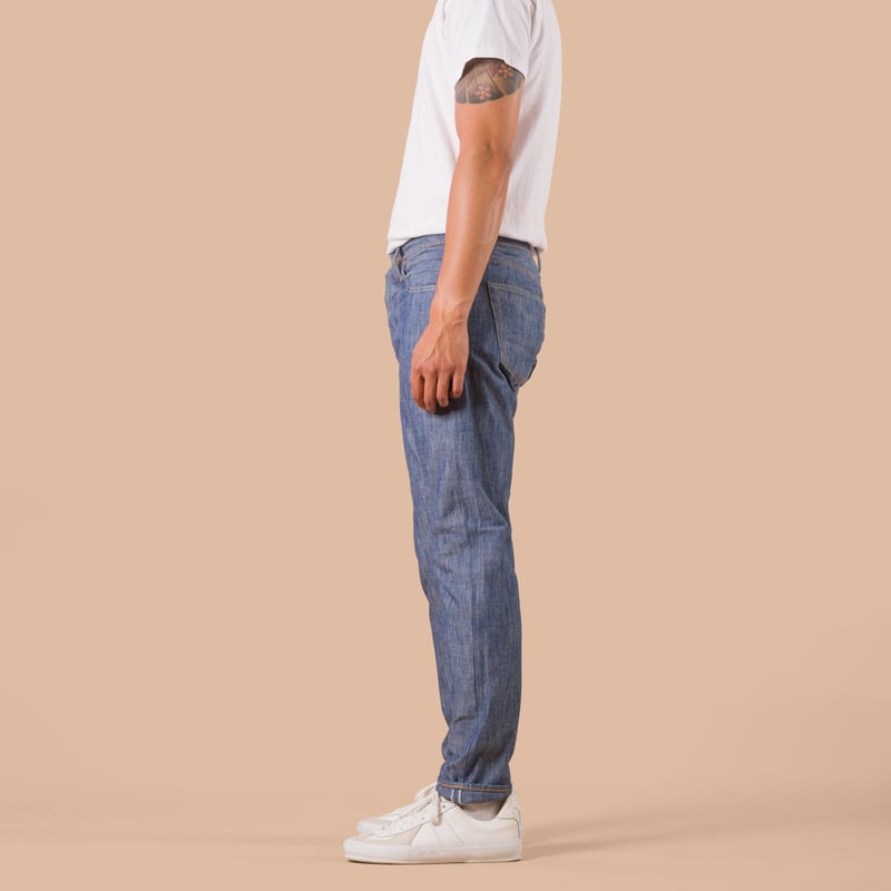flaneurs PURE BLUE JAPAN 1186-2 14oz Slub Chambray Relaxed Tapered worn side