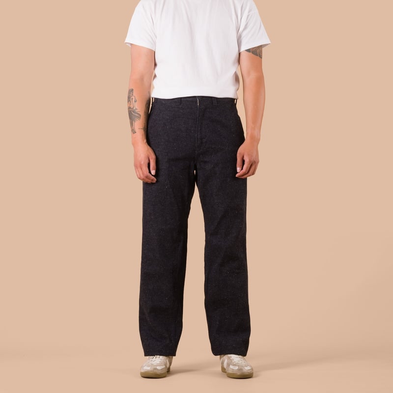 Flaneurs FOB Factory F0550 Denim Works Trousers worn front