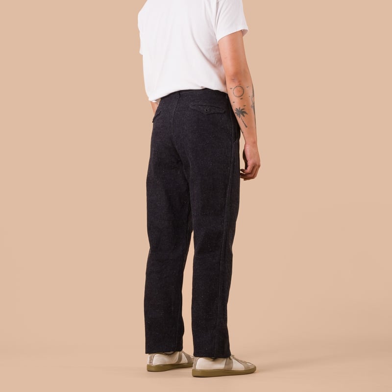 Flaneurs FOB Factory F0550 Denim Works Trousers worn back