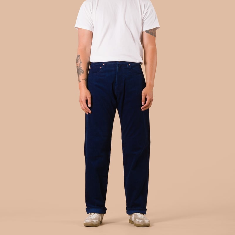 Flaneurs FOB FACTORY F1154 Indigo Corduroy worn front