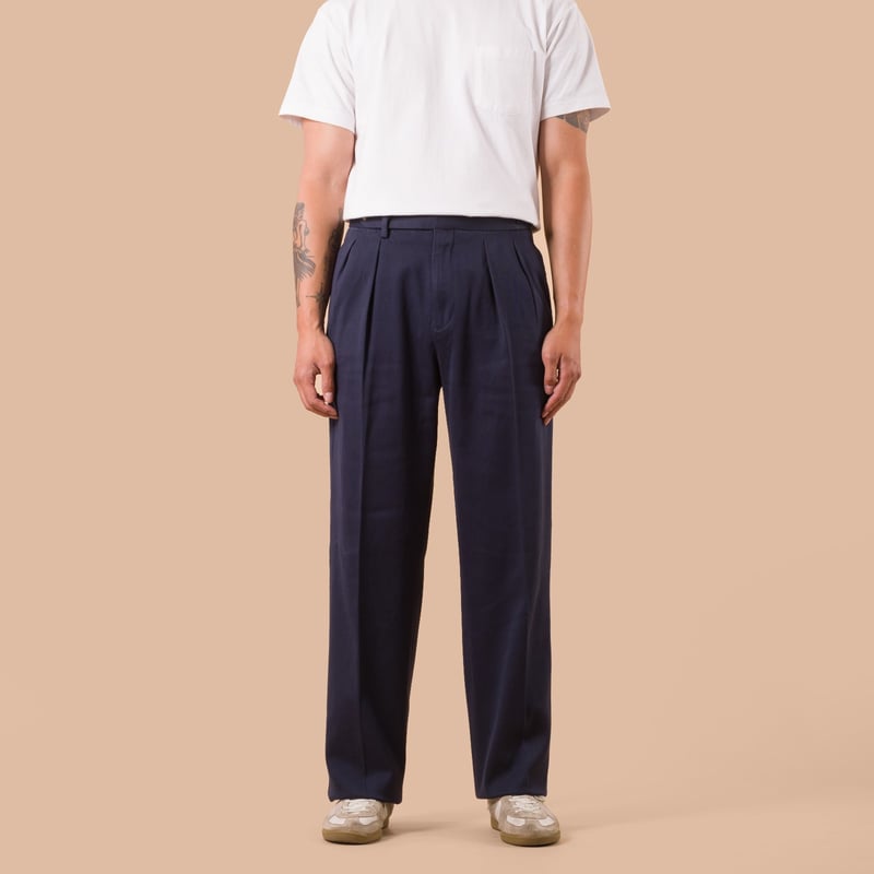flaneurs BARNSTORMER 1849 FOB Factory American Fit Dobby Chinos Navy worn front