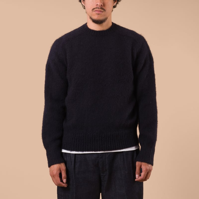 Image-Flâneurs_J. PRESS / Shaggy Dog Crew Neck Sweater Navy_de-face