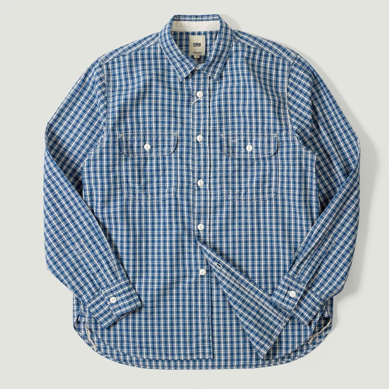 Flaneurs vignette FOB Factory F3516 Indigo Check Work Shirt