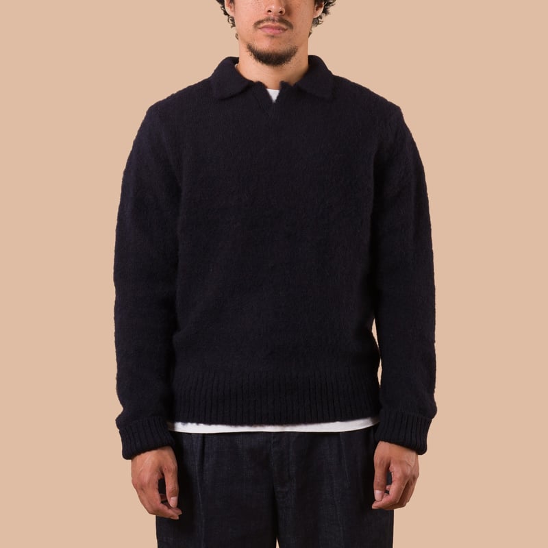 Image Flâneurs J. PRESS / Shaggy Dog Sweater Skipper Polo Navy face