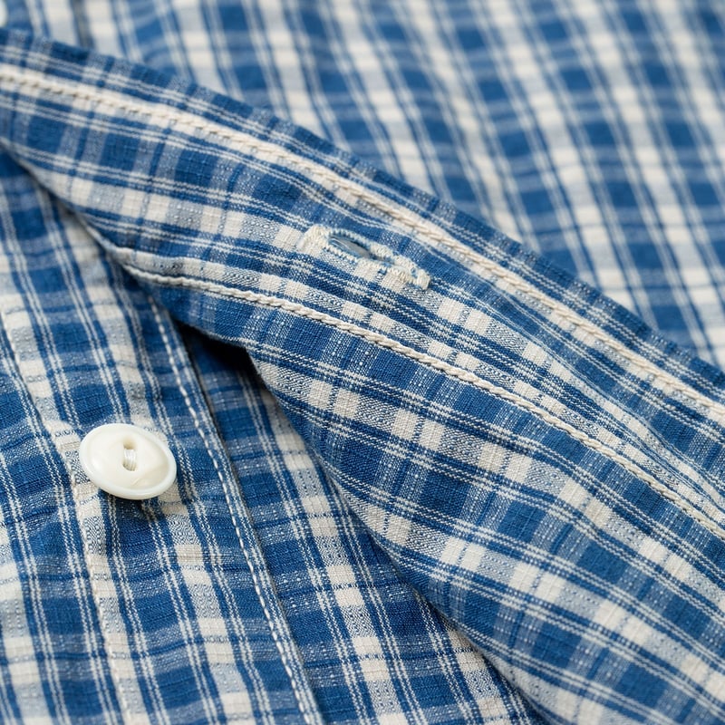 Flaneurs detail 1 FOB Factory F3516 Indigo Check Work Shirt