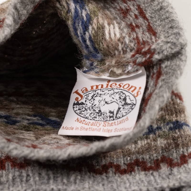 Image flâneurs JAMIESON'S / Fair Isle Scarf Grey détail