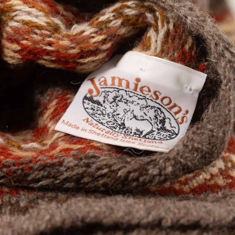 Image flâneurs JAMIESON'S / Fair Isle Scarf Terracotta détail