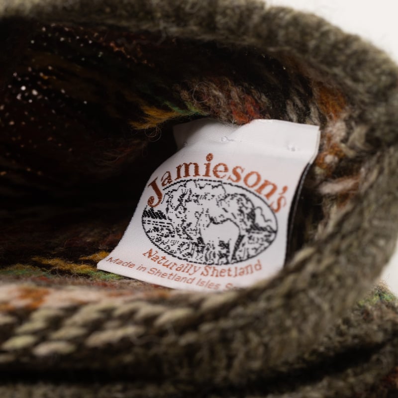 Image flâneurs JAMIESON'S / Fair Isle Scarf Moss Green détail