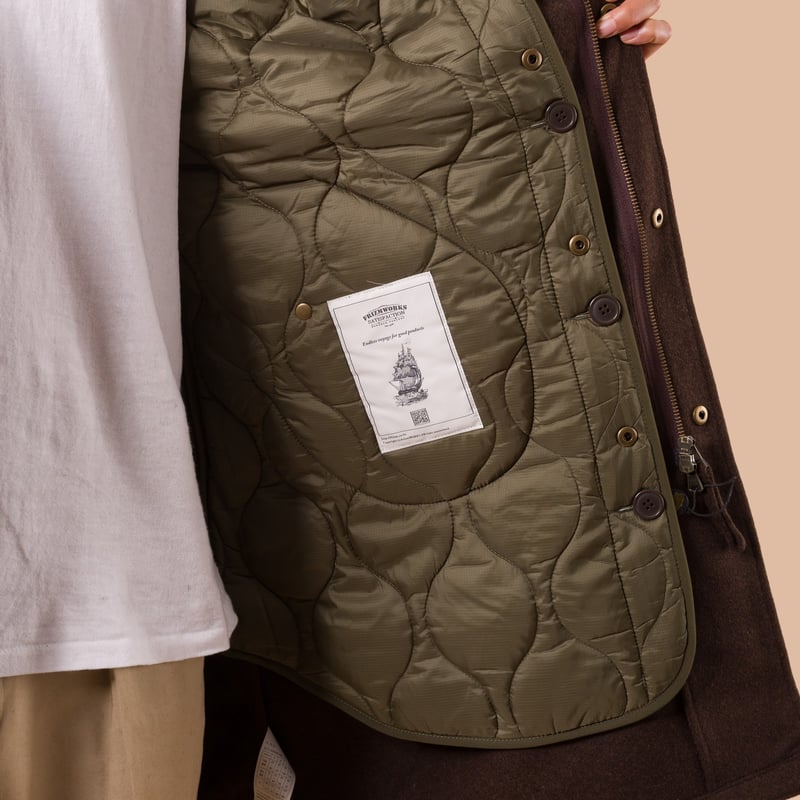 Image Flâneurs FRIZMWORKS / Wool Vincent Fishtail Parka Brown détail int 2