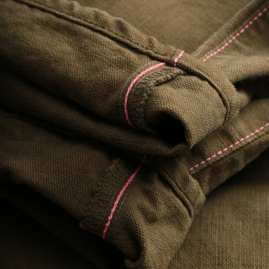 MOMOTARO X FLÂNEURS / FnM003 "Heavy Oxford" Original Fit Trousers in OD Green