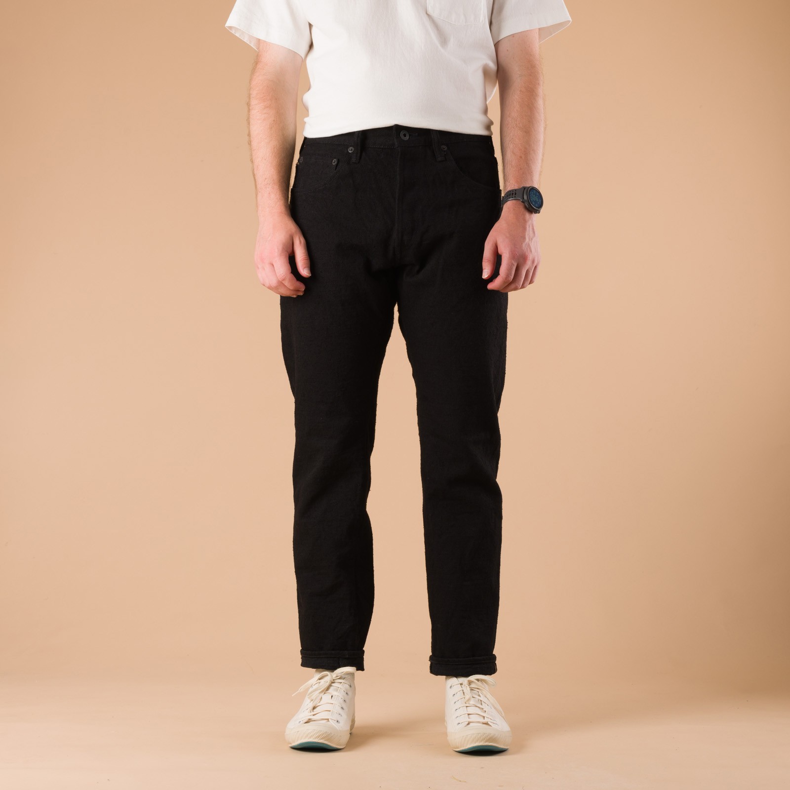 902CCD-BKBK 15oz High Rise Relaxed Tapered Crushed Concrete Black Denim