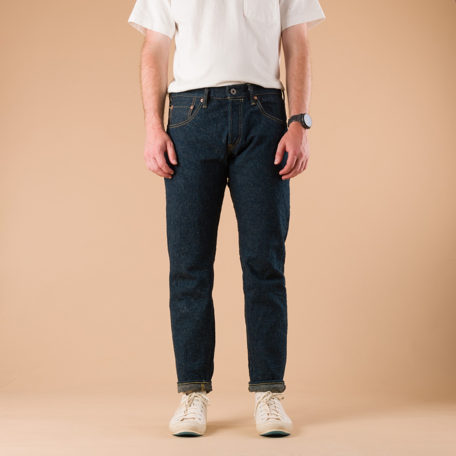 622CCD-GOLV 15oz Relaxed Tapered "Greyish Olive" Crushed Concrete Denim