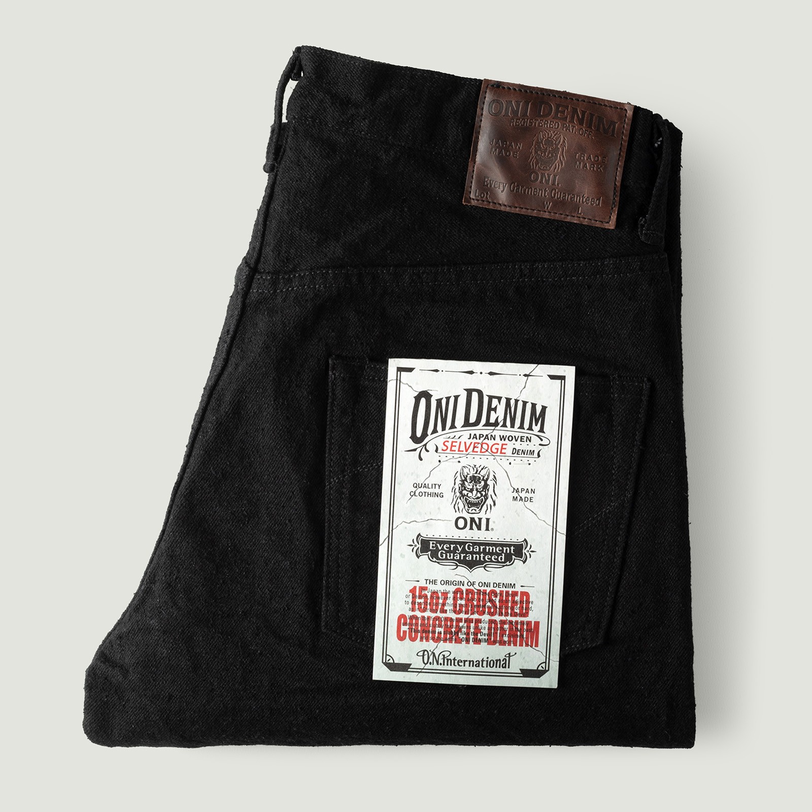 902CCD-BKBK 15oz High Rise Relaxed Tapered Crushed Concrete Black Denim