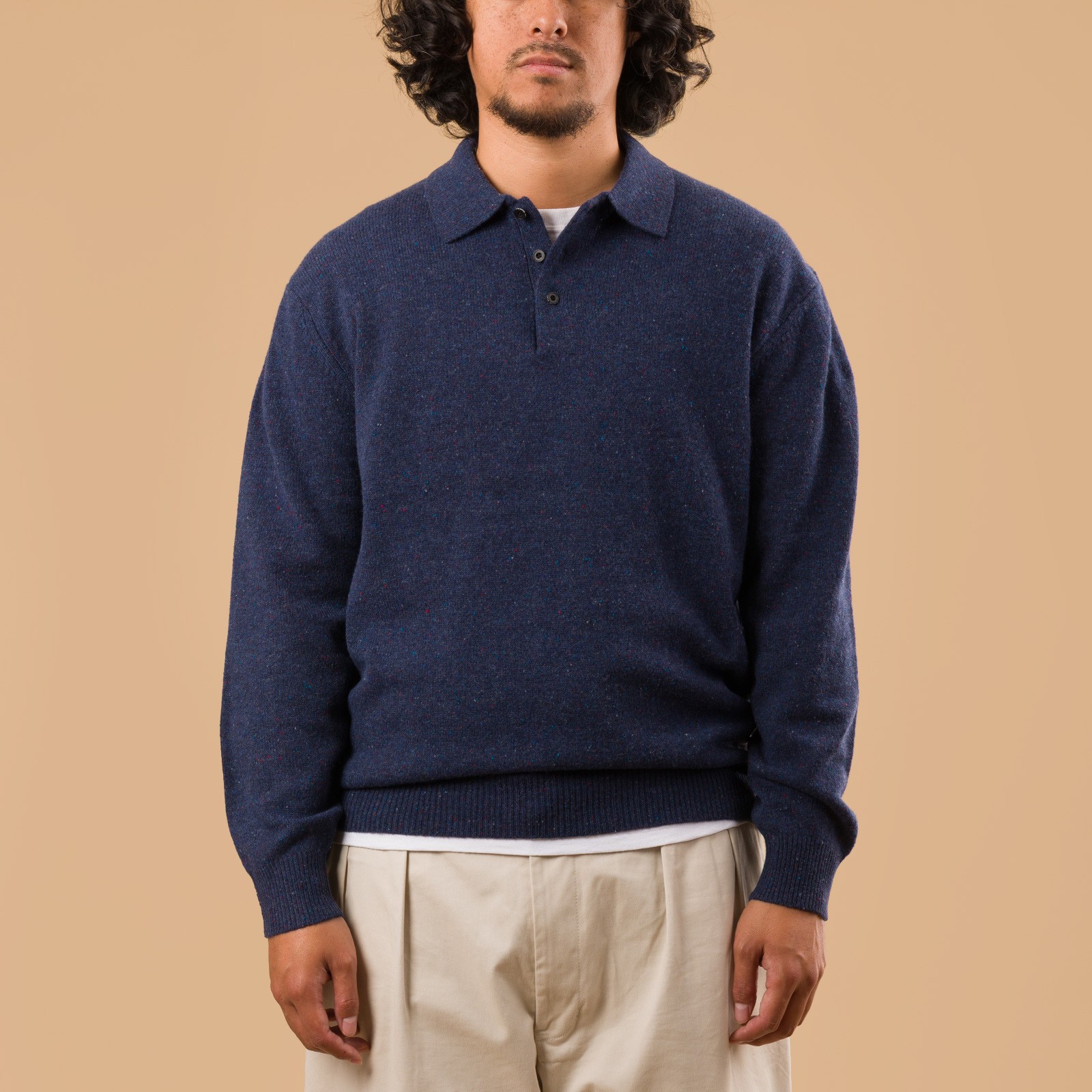 Nep Knit 9G Polo Navy