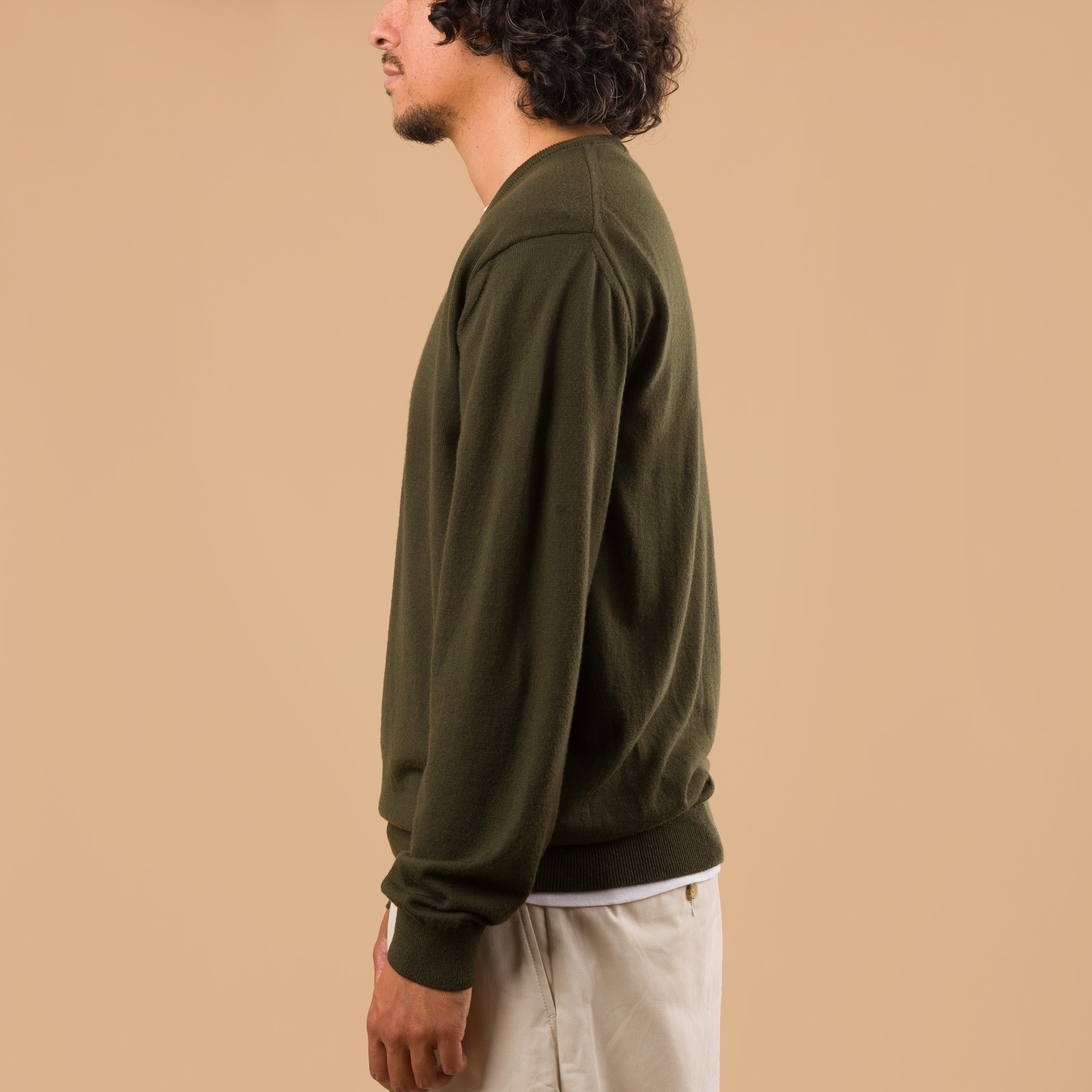 12G Wool Crew Neck Dark Olive