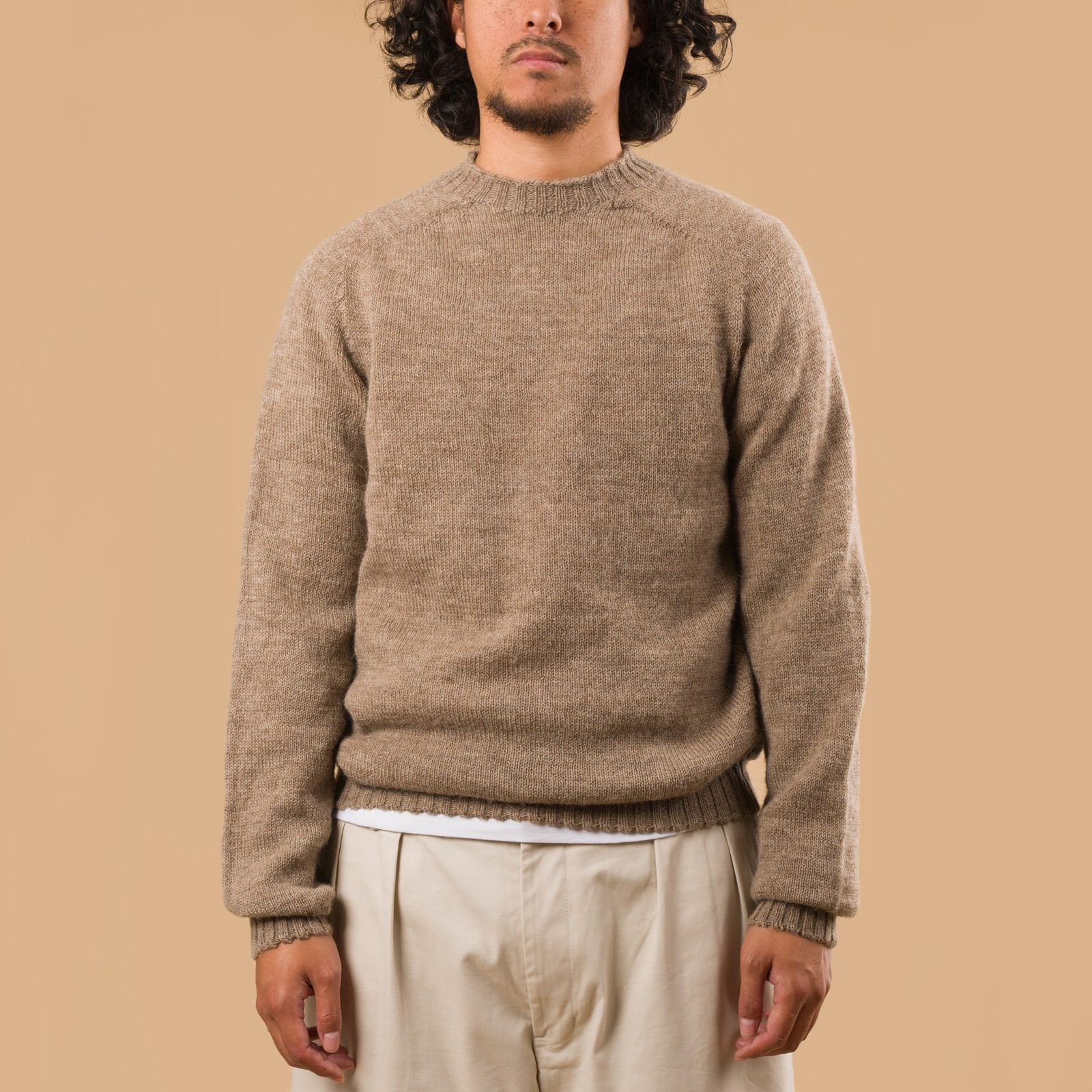 True Shetland Voe Crew Neck in Fawn