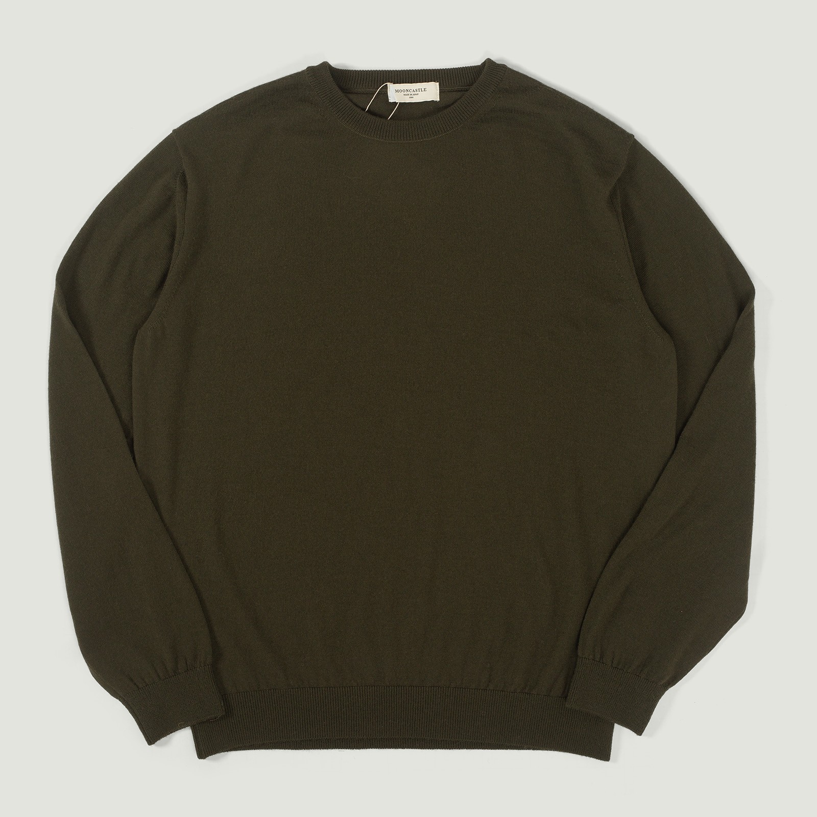 12G Wool Crew Neck Dark Olive