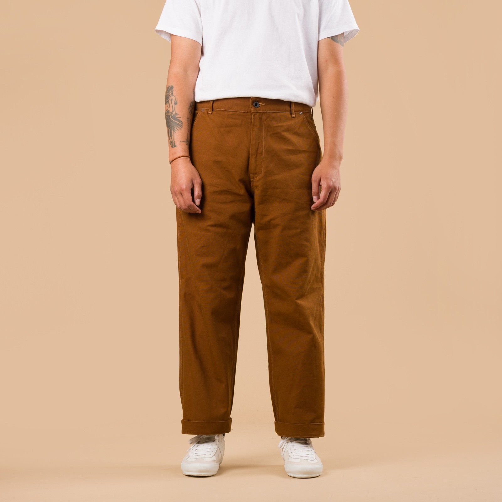 image flâneurs FOB FACTORY F0530 Cotton Duck Work Pants Brown de face image flâneurs FOB FACTORY F0530 Cotton Duck Work Pants Brown de face