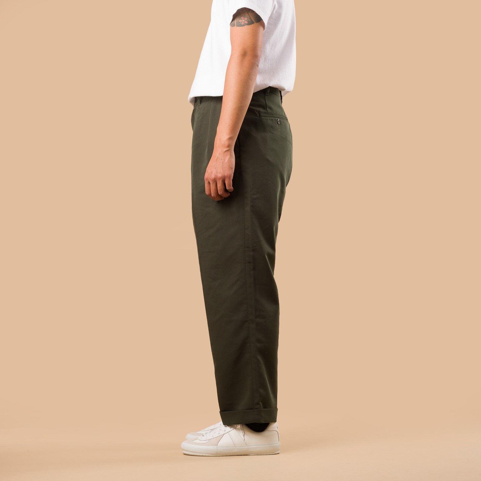 2 Pleats Trousers PE Twill Green
