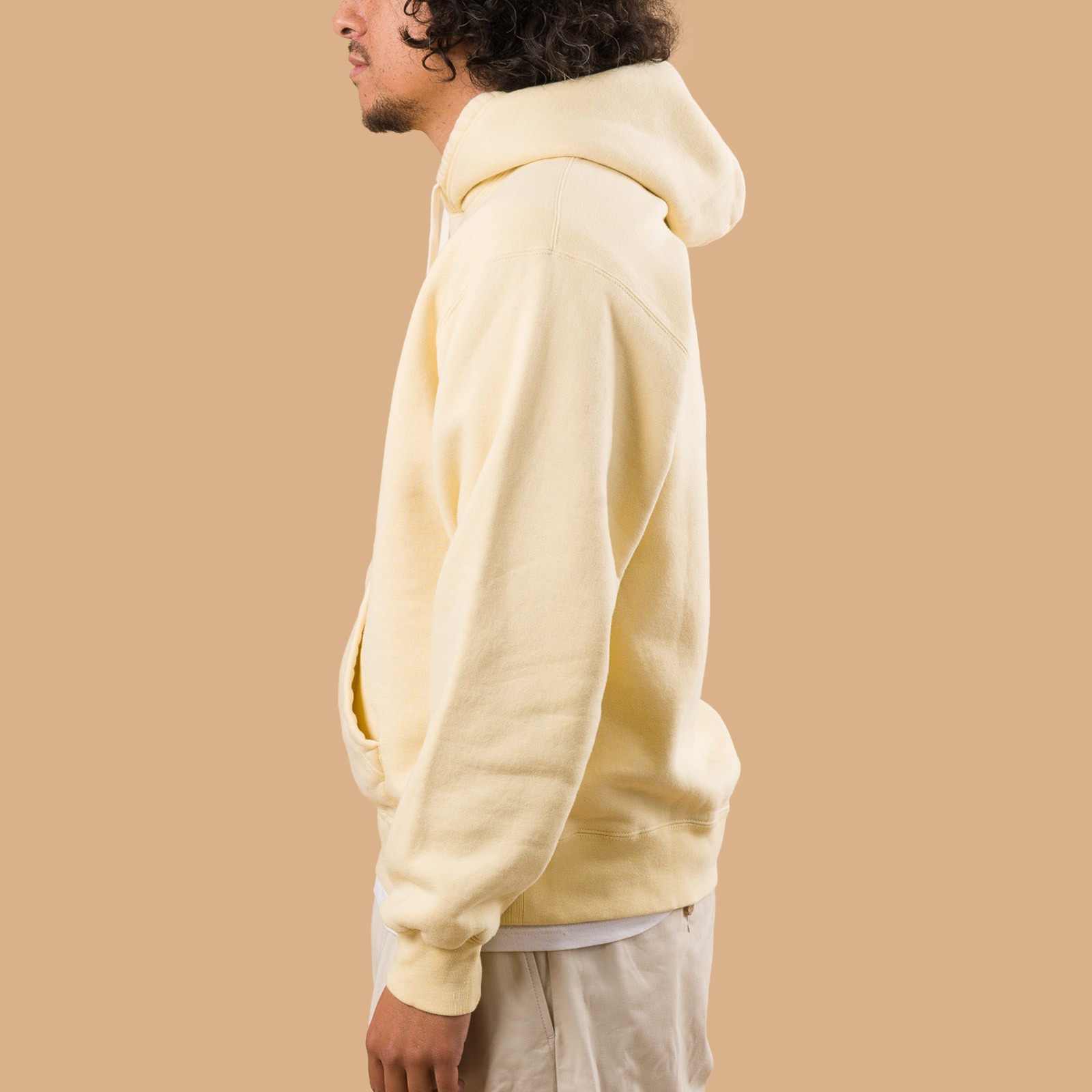 Raised Back Cream Pullover Hoodie Sweatshirt