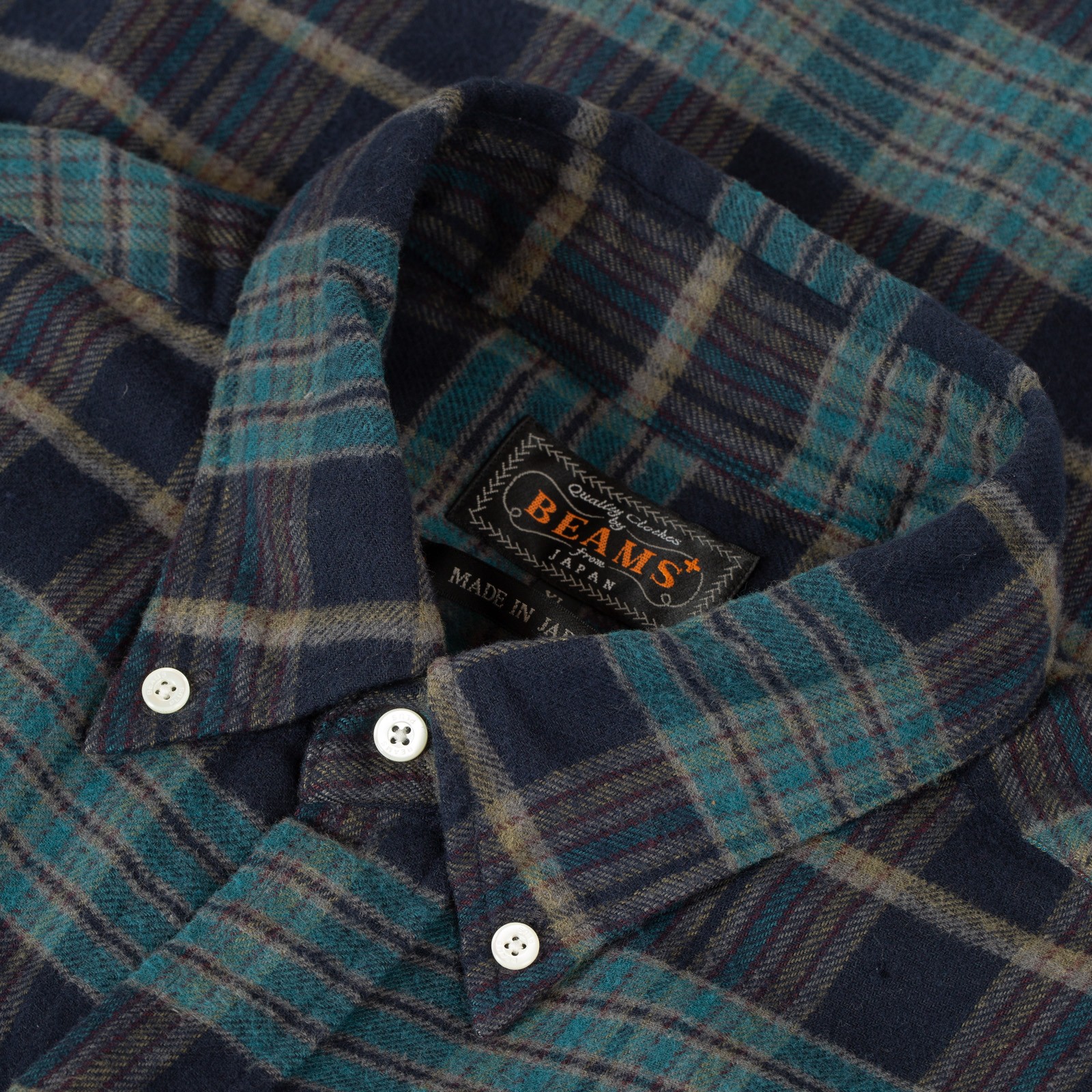 Image-Flâneurs_BEAMS PLUS / BD Classic Fit Indian Flannel Plaid Over Dye Blue_detail Image-Flâneurs_BEAMS PLUS / BD Classic Fit Indian Flannel Plaid Over Dye Blue_detail