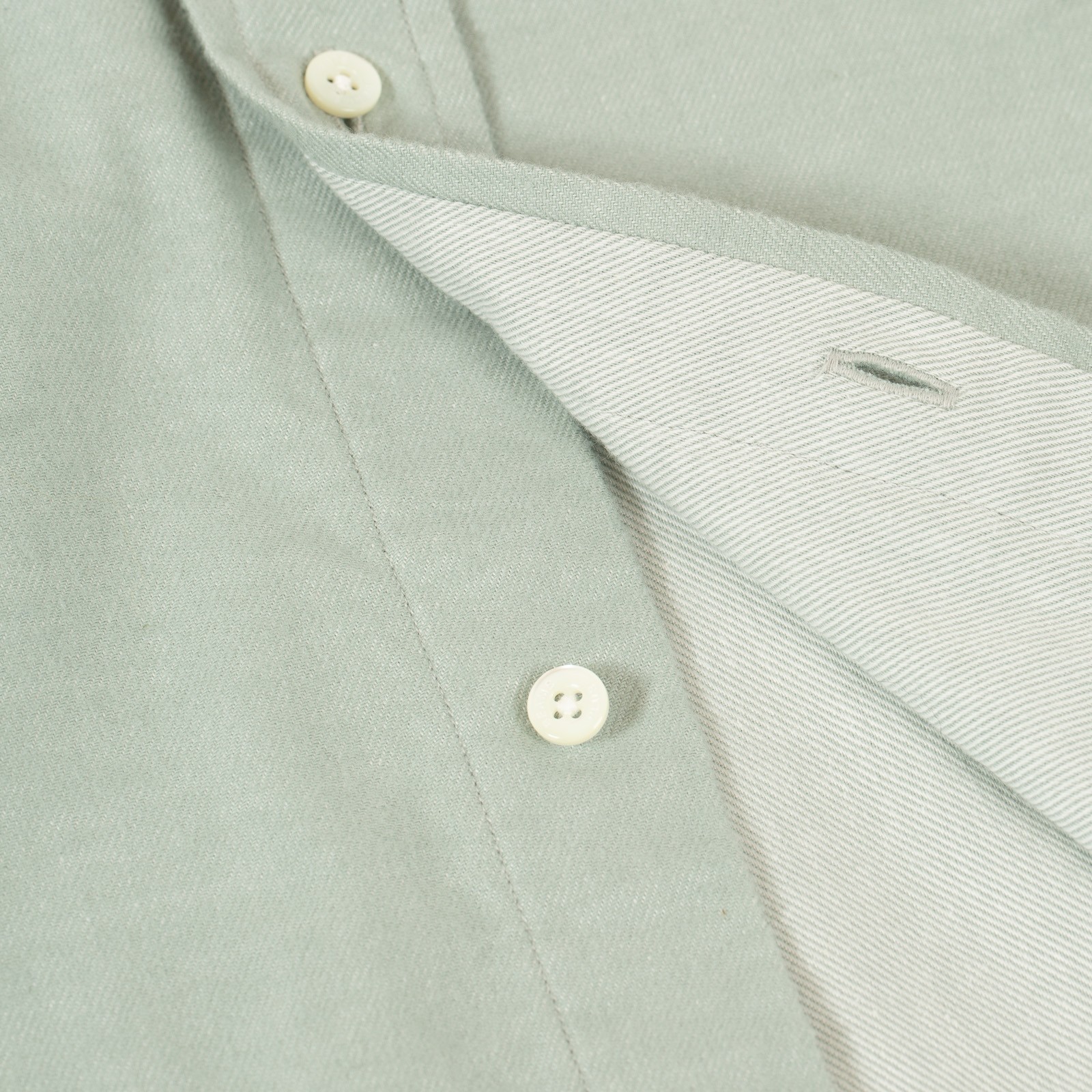 Image-Flâneurs_BEAMS PLUS / BD Flannel Solid Mint_detail Image-Flâneurs_BEAMS PLUS / BD Flannel Solid Mint_detail