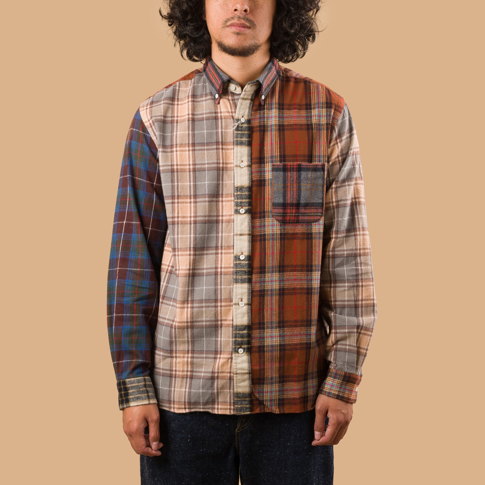 Image-Flâneurs_BEAMS PLUS /  BD Flannel Plaid Panel Brown_de-face Image-Flâneurs_BEAMS PLUS /  BD Flannel Plaid Panel Brown_de-face