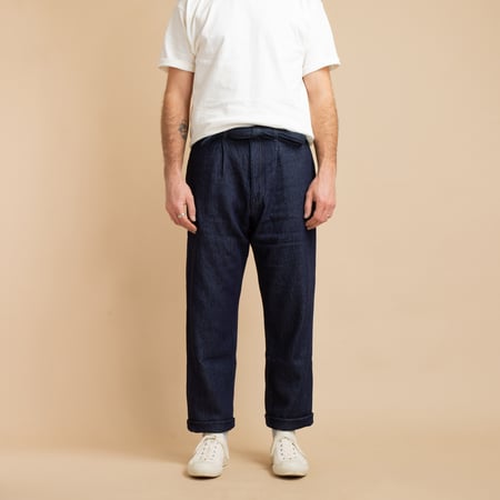 MOMOTARO X FLANEURS / FnM004 "Knit-Ish Denim" Original Fit Trousers Indigo