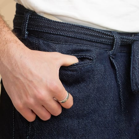 MOMOTARO X FLANEURS / FnM004 "Knit-Ish Denim" Original Fit Trousers Indigo