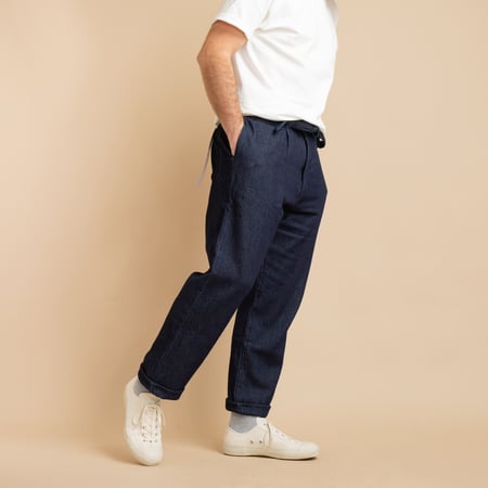 MOMOTARO X FLANEURS / FnM004 "Knit-Ish Denim" Original Fit Trousers Indigo