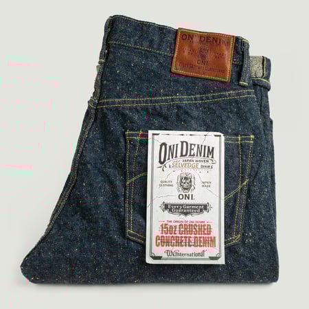 ONI DENIM 266 CCD 15oz Relax Straight Kabuki Crushed Concrete Denim ONI DENIM 266 CCD 15oz Relax Straight Kabuki Crushed Concrete Denim