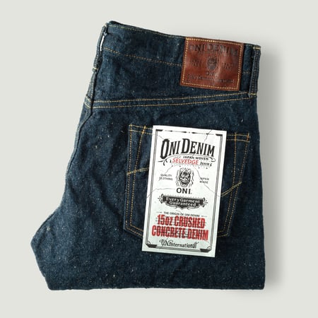 622CCD-GOLV 15oz Relaxed Tapered "Greyish Olive" Crushed Concrete Denim