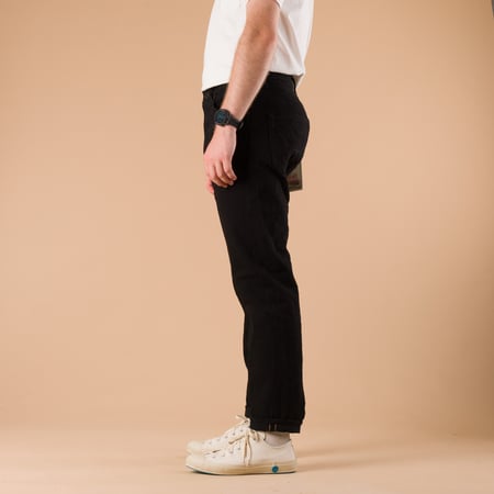 902CCD-BKBK 15oz High Rise Relaxed Tapered Crushed Concrete Black Denim