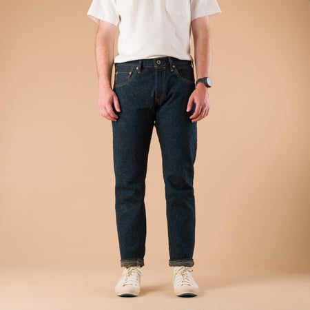 622CCD-GOLV 15oz Relaxed Tapered "Greyish Olive" Crushed Concrete Denim