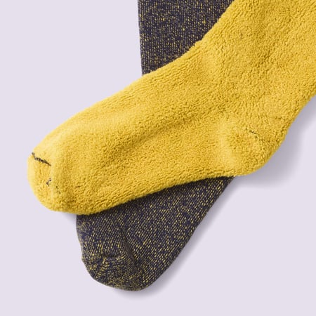 Reversible Pile Socks Navy/Yellow