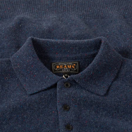 Image-Flâneurs_AW25 BEAMS PLUS  Knit Polo Nep 9G Navy_col Image-Flâneurs_AW25 BEAMS PLUS  Knit Polo Nep 9G Navy_col