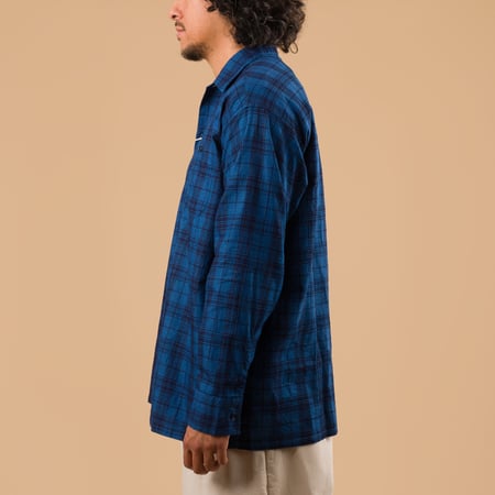 flaneurs Beams plus Mil Open Collar Indigo Dobby Wide Plaid profil flaneurs Beams plus Mil Open Collar Indigo Dobby Wide Plaid profil