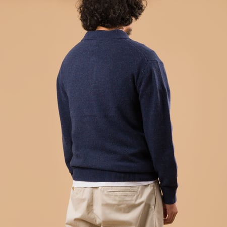 image flaneurs BEAMS PLUS Knit Polo Nep 9G Navy dos image flaneurs BEAMS PLUS Knit Polo Nep 9G Navy dos