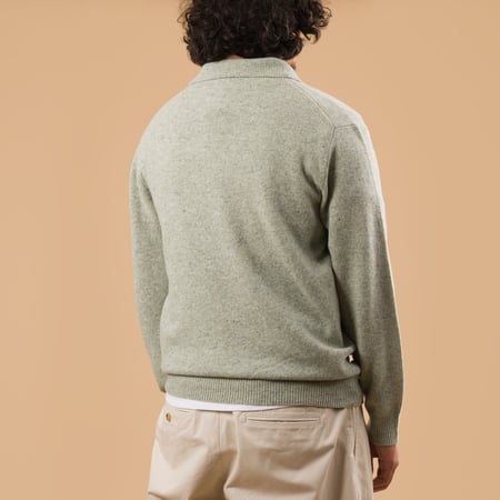 Image-Flâneurs_AW25 BEAMS PLUS  Knit Polo Nep 9G Mint dos Image-Flâneurs_AW25 BEAMS PLUS  Knit Polo Nep 9G Mint dos