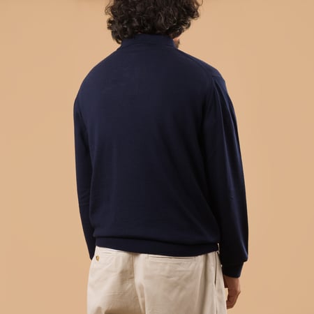 image flâneursMOONCASTLE 12G Wool Polo Neck Navy image flâneursMOONCASTLE 12G Wool Polo Neck Navy