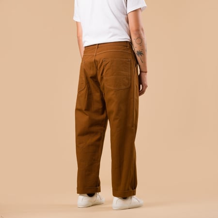 image flâneurs FOB FACTORY F0530 Cotton Duck Work Pants Brown de dos image flâneurs FOB FACTORY F0530 Cotton Duck Work Pants Brown de dos