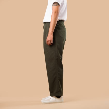 2 Pleats Trousers PE Twill Green