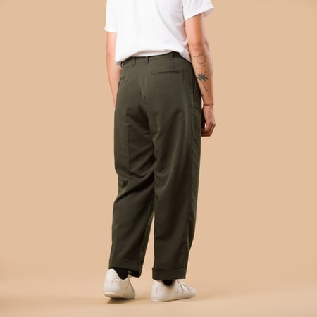 2 Pleats Trousers PE Twill Green