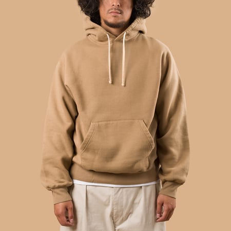 Raised Back Khaki Pullover Sweat Hoodie